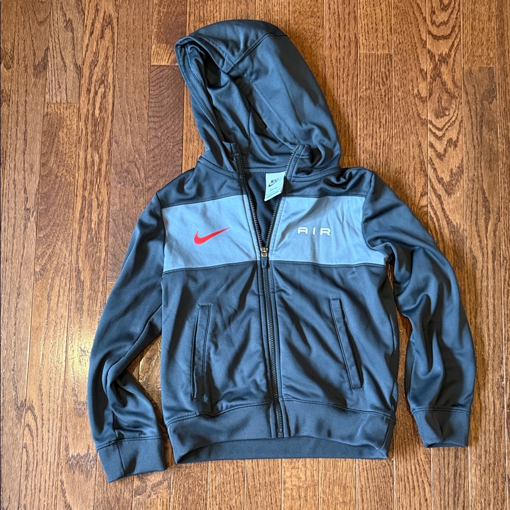 Size small Nike Air Kids Gray and Red zip up Hoodie